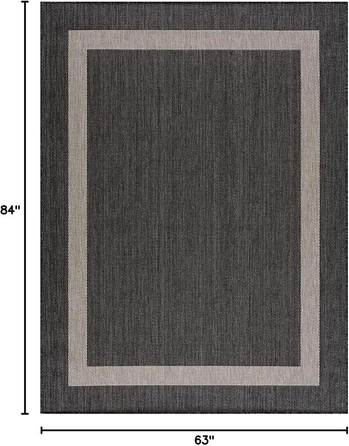 CAMILSON Outdoor Rug 6x9,Modern Outside Rugs for Patios Porches Waterproof Durable Washable Non-Shedding, Easy-to-Clean Indoor Outdoor Area Carpet (6 x 9, Bordered - Dark Gray/Light Gray) by GreenHaven Gardens