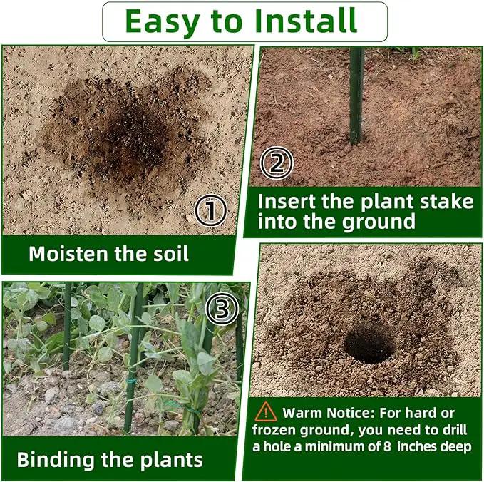 Garden Stakes 16 Inch 30 Pack, Diy 4ft 5ft 6ft 7ft 8ft Tomato Stakes Plastic Coated Metal Plant Sticks Stakes Supports with 20 Connectors 15 Rotatable Clips for Indoor Outdoor Plants Vegetable by GreenHaven Gardens
