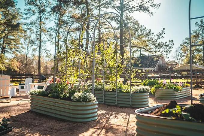 Vego garden Raised Garden Bed Kits, 17" Tall 9 in 1 8ft X 2ft Metal Raised Planter Bed for Vegetables Flowers Ground Planter Box-Olive Green by GreenHaven Gardens