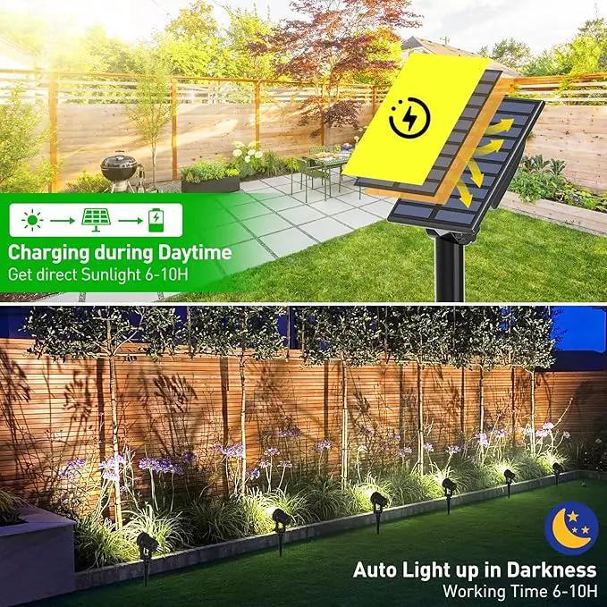 T-SUNUS Solar Spot Lights Outdoor IP65 Waterproof White 6000K 2-in-1 Landscape Spotlights, 9.8ft Cable Separate Panel Auto Dusk to Dawn Dimmable for Flag Yard Garden Patio Driveway Pathway Garage by GreenHaven Gardens