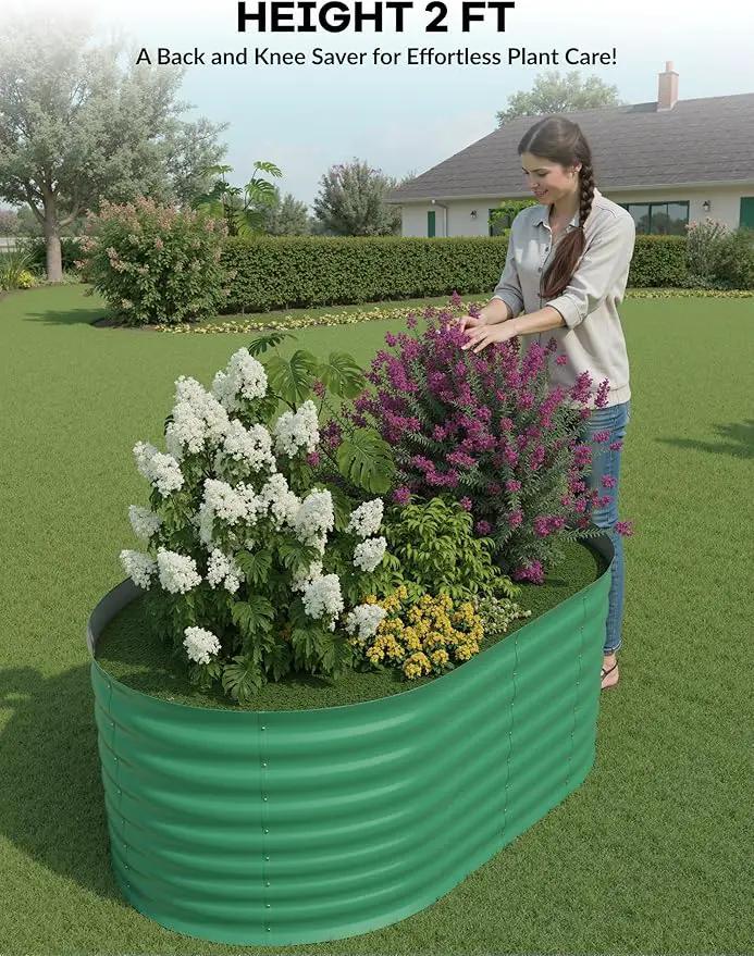 2 Pcs Raised Garden Beds Outdoor 4x2x2ft - Galvanized Steel Planter Box for Vegetables, Flowers, Rust-Resistant Garden Box, Easy Assembly Raised Beds, Durable Planters for Outdoor Plants, Green by GreenHaven Gardens