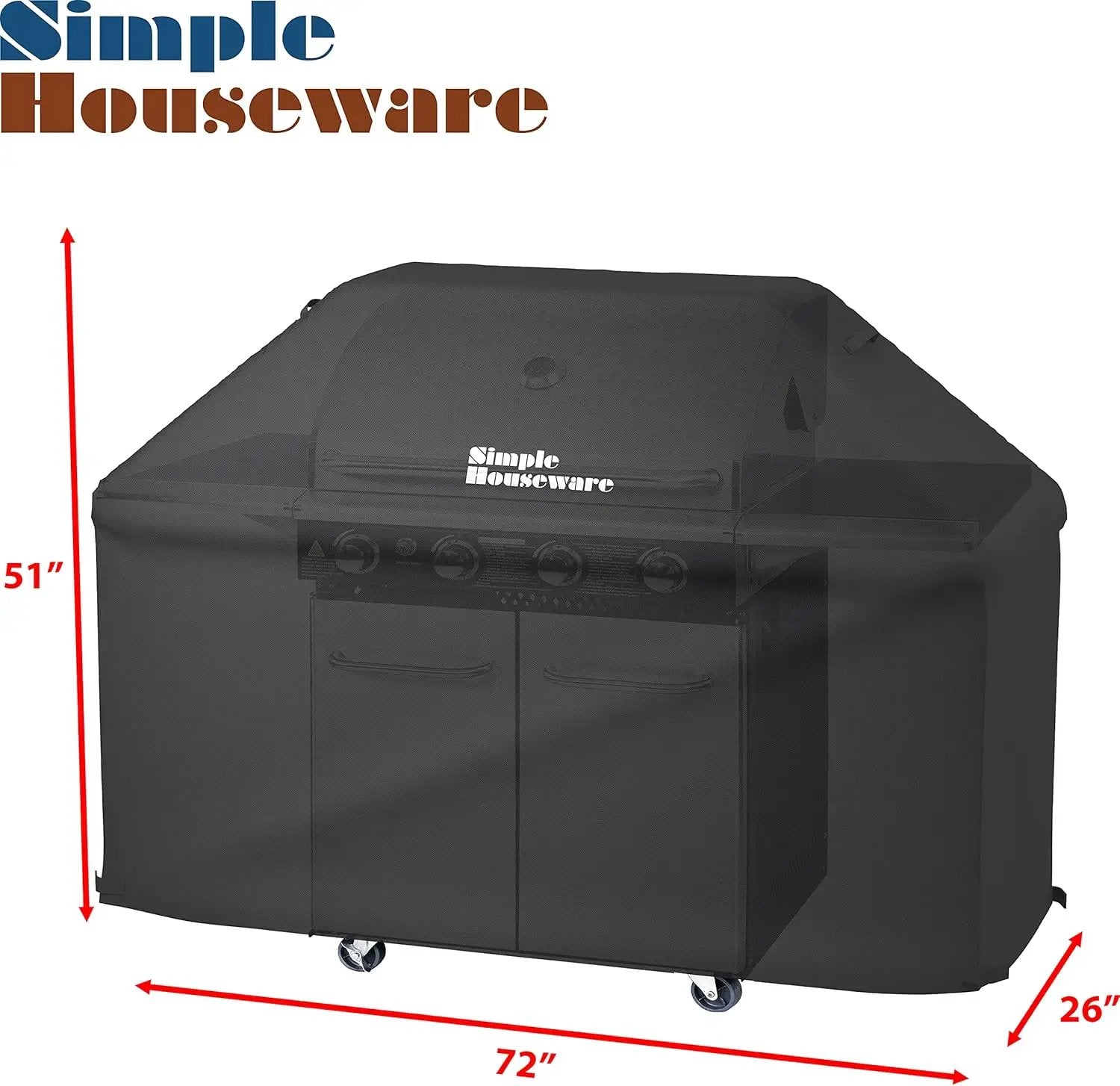 Simple Houseware 72 in. Waterproof Heavy Duty Gas BBQ Grill Cover, Weather-Resistant Polyester by GreenHaven Gardens
