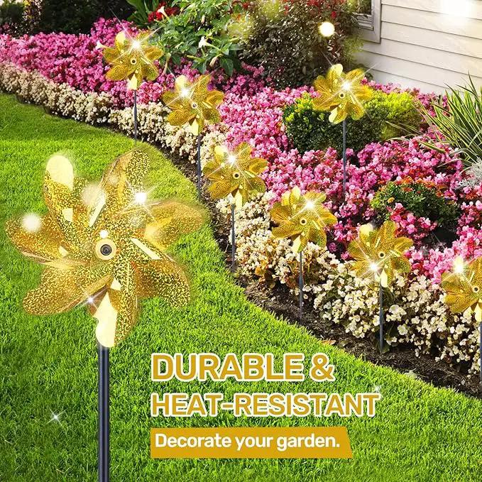 BATTIFE Golden Pinwheels for Garden, 10 Pack Reflective Wind Spinner to Scare Birds Away, Sparkly Pinwheel Deterrent, Outdoor Gold Pinwheel for Lawn and Patio by GreenHaven Gardens