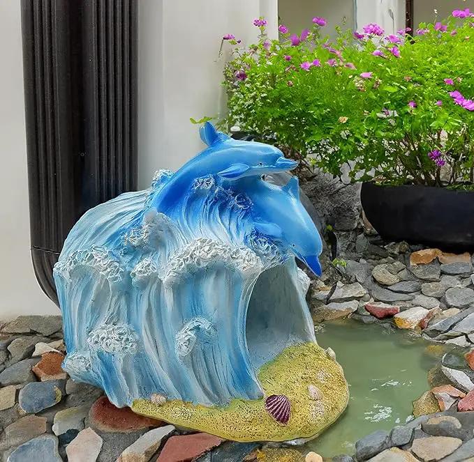 Dolphin Statue 3"x4" Gutter Downspout Extension Decor, Whimsical Garden Rain Diverter, Outdoor Decor Sculpture Ornament, Gutter Extender Diverter, Splash Blocks for Gutters Downspouts by GreenHaven Gardens