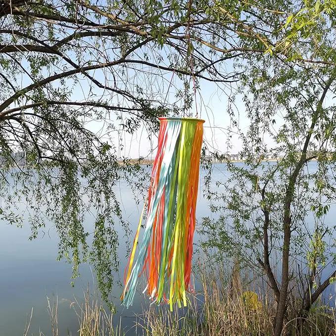 Satin Ribbon Windsock Streamer, Outdoor Decorations for Your Patio, Garden, Yard, Dock and Camper, 41-Inch, WS41-D-HHLL by GreenHaven Gardens