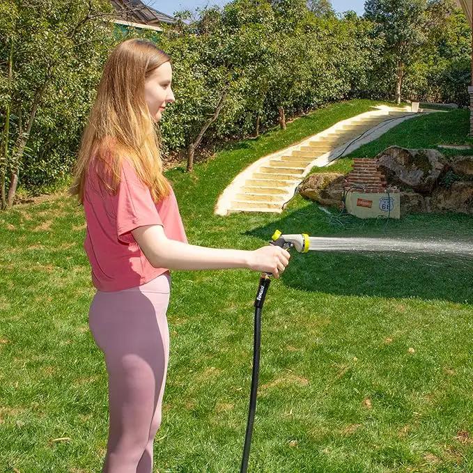 Fevone 100 ft Garden Hose, 2-Year Warranty, Heavy Duty Water Hose, Hybrid Polymer, Kink Resistance, Flexible, Durable, Solid Brass Fittings, 3/4" GHT, 5/8" ID, 600 PSI, by GreenHaven Gardens