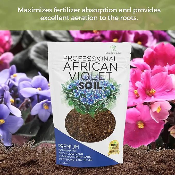 Professional African Violet Plant Soil | Premium All Purpose Blend | Large 2.2 Quarts | Ready to Use for Indoor Flowering Plants | Peat Moss, Coco Coir, Perlite, Dolomite | Made in USA by GreenHaven Gardens