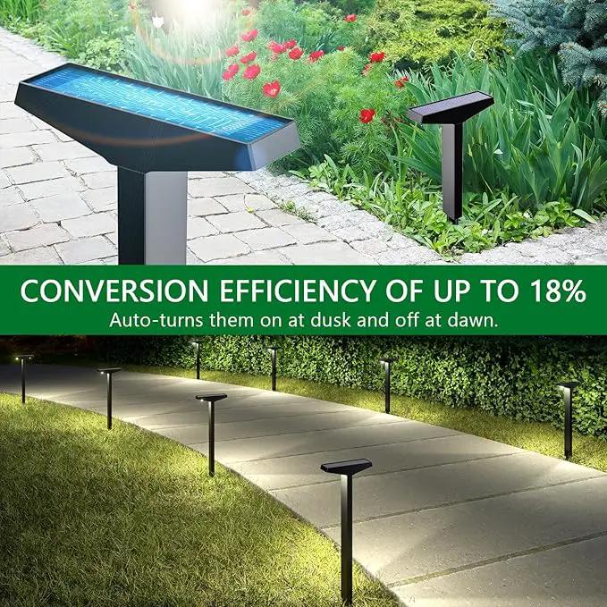 JSOT Bright Solar Pathway Lights for Outside, 10 Pack Solar Landscape Lighting for Outdoor Waterproof, Solar Outdoor Decorations Lamps for Yard, Garden, Patio, Sidewalks, Driveway. (Cool White) by GreenHaven Gardens