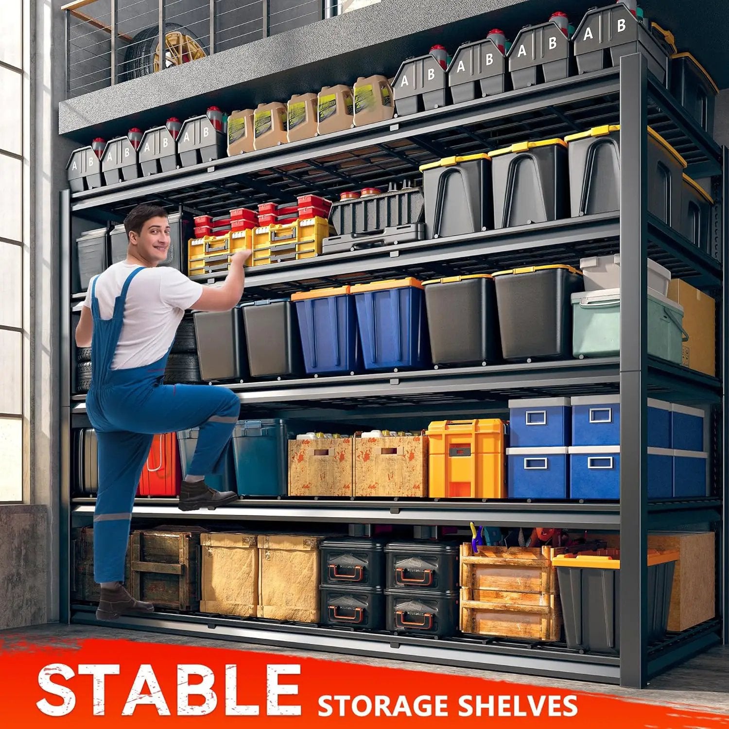 REIBII 60" W Garage Shelving Heavy Duty Metal Shelving 3000LBS Storage Shelves Adjustable Metal Shelves for Storage Industrial Garage Shelves for Warehouse Basement 60" W x 24" D x 72" H by GreenHaven Gardens