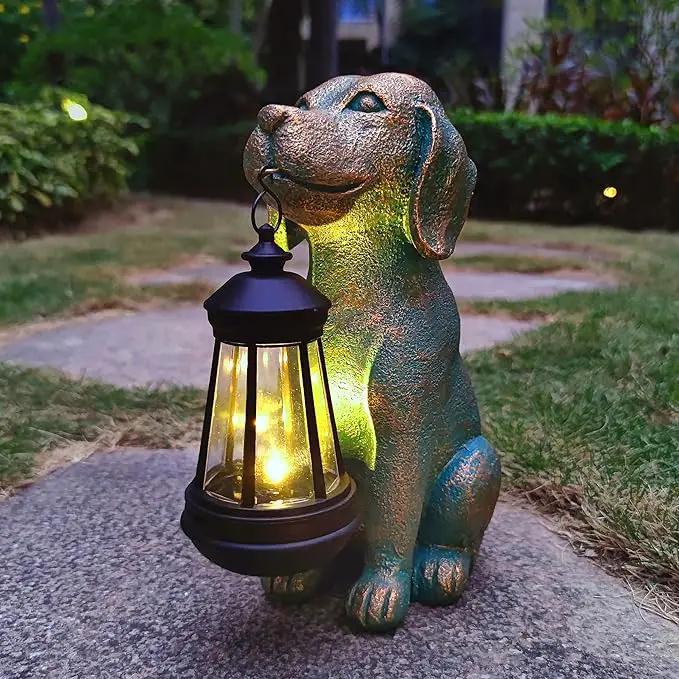 Dog Garden Statues with Solar Lantern Outdoor Decor-Dog Solar Figurines Lights Decorations for Patio Yard Lawn Ornaments-Gifts for Birthday Easter Housewarming by GreenHaven Gardens