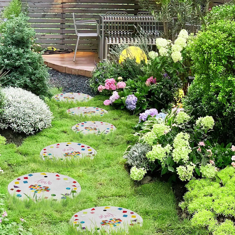 Concrete Stepping Stone Molds,Cement Molds Perfect for Creating Stepping Stones & Garden Markers, Include 300g Mosaic Tiles,Carving Tools and 12 Colors of Acrylic Paint, 10" diam (12pcs) by GreenHaven Gardens