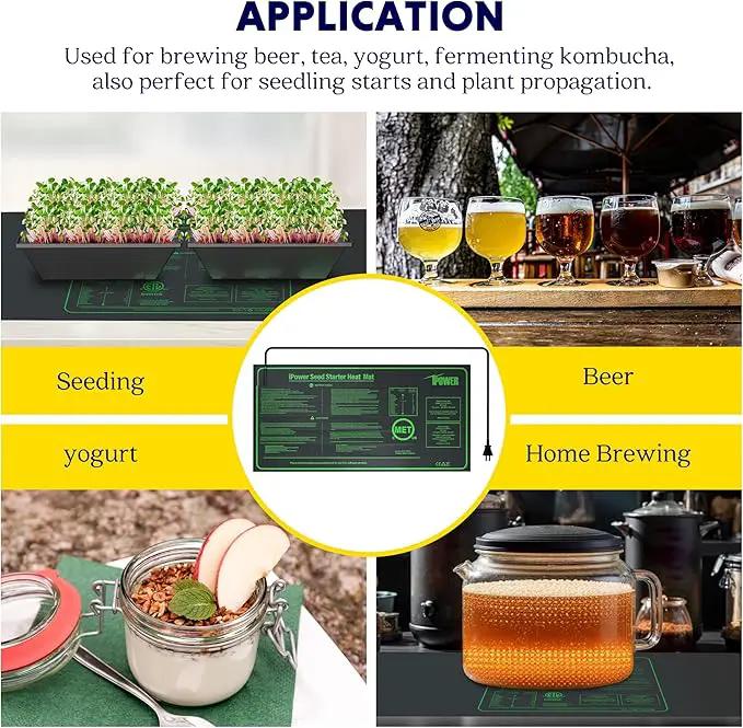 iPower Durable Seedling Heat Mat Warm 10" x 20" - 2 Pack Hydroponic Heating Pad Waterproof and A Digital Thermometer for Seed Starting Greenhouse and Germination by GreenHaven Gardens