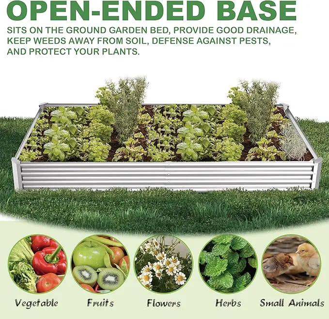 8x4x1ft(2 Pack) Galvanized Raised Garden Bed for Gardening,Metal Planter Boxes Outdoor Patio Kit Planting Bed for Vegetables Flowers Herb,Silver by GreenHaven Gardens