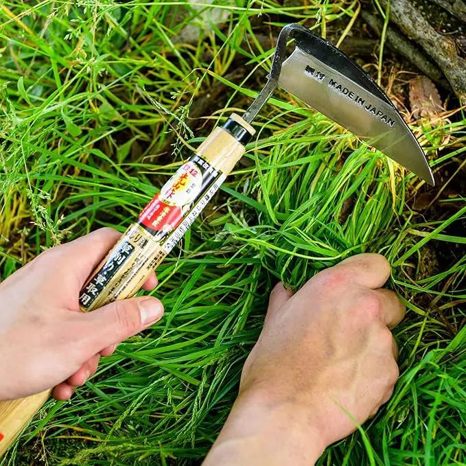 Japanese Gardening Weeding Sickle Left Handed [Made in Japan] Garden Hand-held Tools Hand Hoe Weeder by GreenHaven Gardens