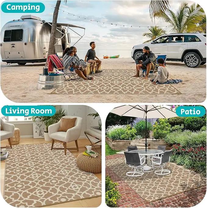 HEBE Outdoor Rug Waterproof 5x8, Plastic Straw Rug Camping Rug, Reversible Outdoor Patio Rugs RV Mat Clearance, Indoor Outside Floor Carpet for Porch,Deck,Camper,Balcony,Backyard by GreenHaven Gardens