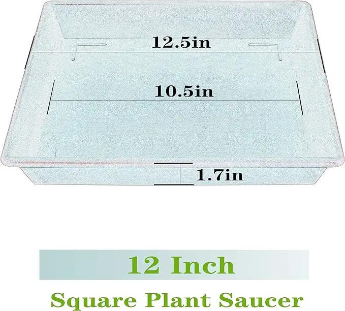 Square Plant Saucer 14 Inch 2 Pack，Plant Stand Plant Trays for Pots Heavy Duty Plastic Plant Saucers for Indoors Outdoors, Flower Pot No Holes Plant Lover Gardening Gifts by GreenHaven Gardens