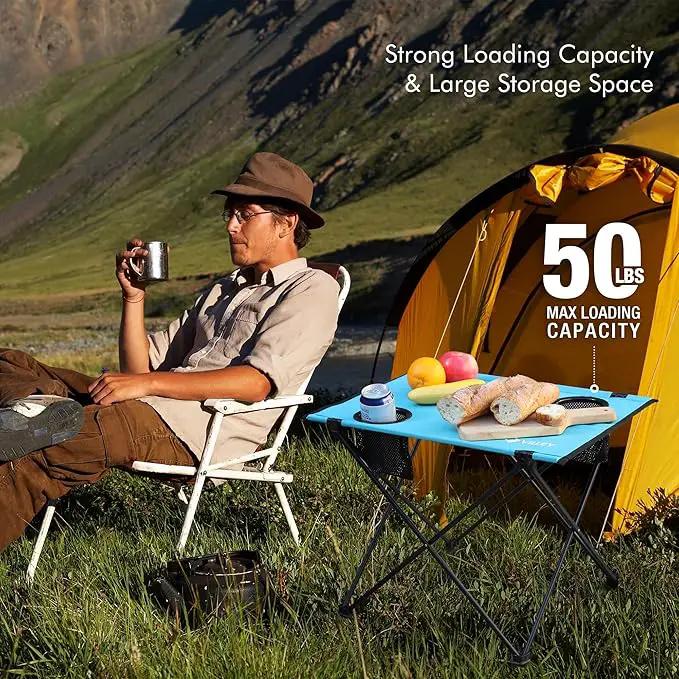 VILLEY Folding Camping Table, Lightweight Portable Beach Table with 2 Cup Holders & Carry Bag for Camping, Beach, Fishing, Travel, and Outdoor Activities (Small) by GreenHaven Gardens