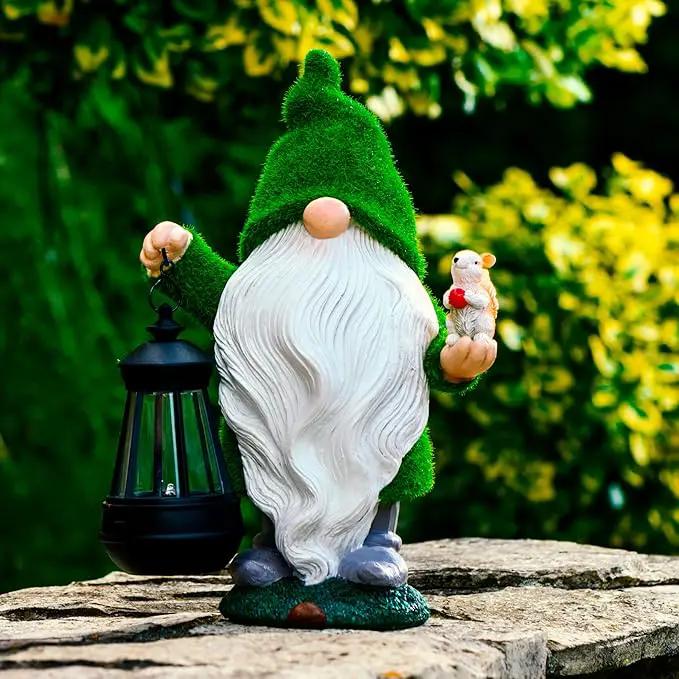 Garden Gnome with Squirrel 11.8, Gnomes with Solar Lantern, Garden Statues Outdoor Clearance, Garden Gnomes Outdoor Funny for Patio Decor, Fall Gnomes by GreenHaven Gardens
