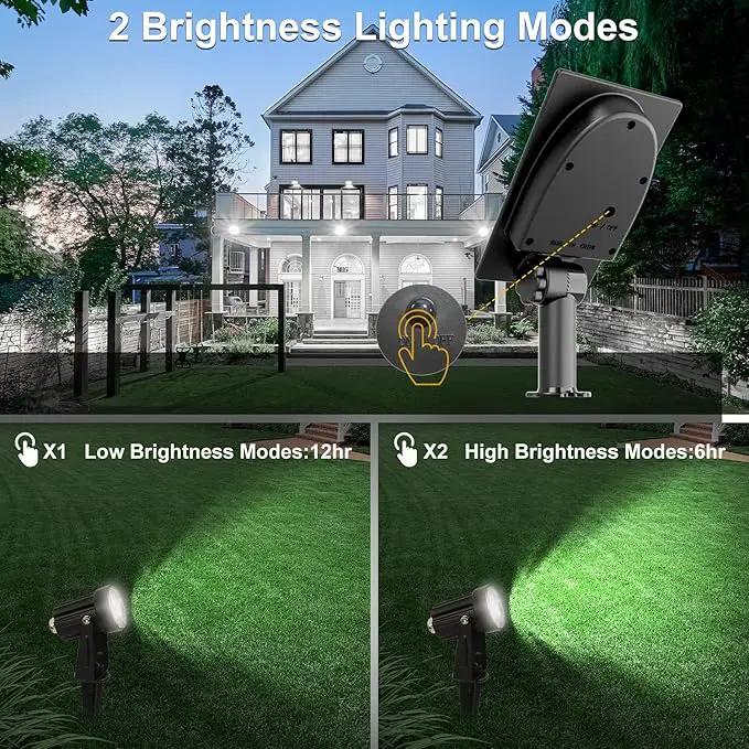 Solar Spot Lights Outdoor, 3-in-1 Garden Spotlights IP65 Waterproof 9.8ft Cable, 5W 4000mAh Separated Solar Panel, Auto On/Off for Tree Patio Yard Driveway Pathway Pool(Cold White 6000K) by GreenHaven Gardens