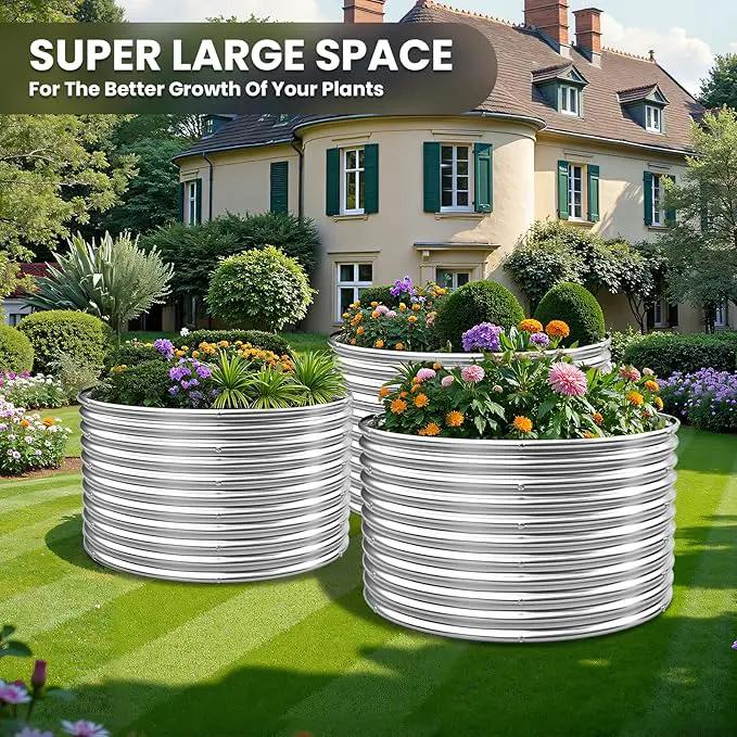 2 Pack 22x22 inch Tall Round Galvanized Raised Garden Bed Outdoor,Metal Garden Bed for Vegetables,Steel Raised Beds for Gardening,Above Ground Garden Box for Flower by GreenHaven Gardens