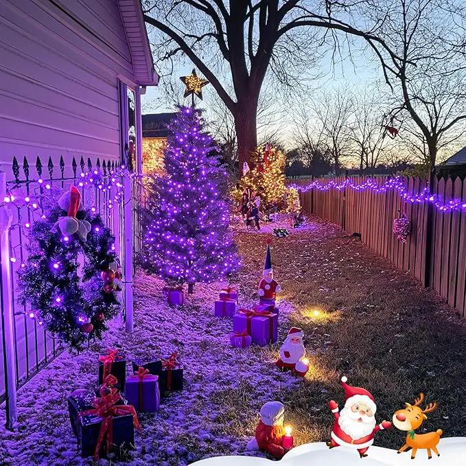 JMEXSUSS 2 Pack Purple Solar Lights Outdoor Waterproof: Each 100 LED 33ft Purple Solar Christmas Lights - 8 Modes Solar Christmas Lights for Outside Tree Holiday Garden Party by GreenHaven Gardens
