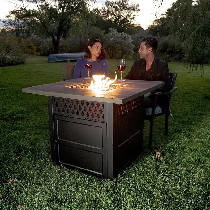 DualHeat by Endless Summer, The Harris, 38" Square Propane Gas Outdoor Fire Pit/Patio Heater by GreenHaven Gardens