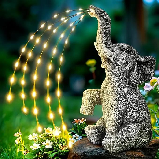 GIGALUMI Solar Garden Decor Watering Elephant Statues Outdoor, Birthday Gifts for Women Mom Grandma Senior Elder, Elephant Ornament for Balcony, Garden, Patio, Yard, Lawn (Twinkling Lights Only) by GreenHaven Gardens