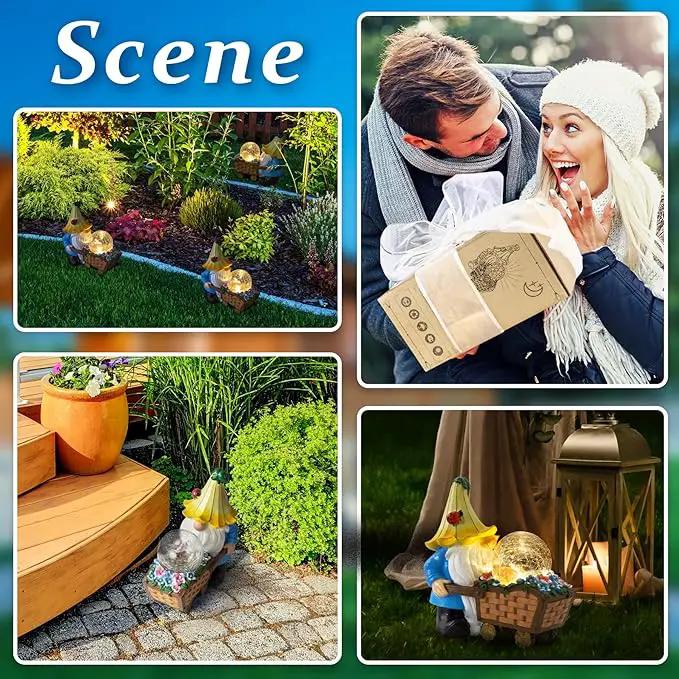 Garden Gnomes Outdoor Decorations Solar Statues,Garden Gnome Decor with LED Lights,Gnomes Clearance for Patio Lawn Decor Gnome Gift for Woman by GreenHaven Gardens