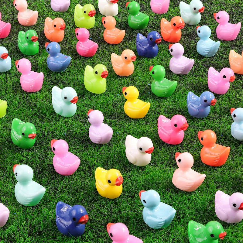 200PCS Mini Resin Animals Cute Tiny Ducks,Miniature Duck Figures to Hide,Little Animal Toys Small Figurines Bulk for Topper Desk Garden Dollhouse Landscape Aquarium Ornaments DIY Crafts & Decor by GreenHaven Gardens