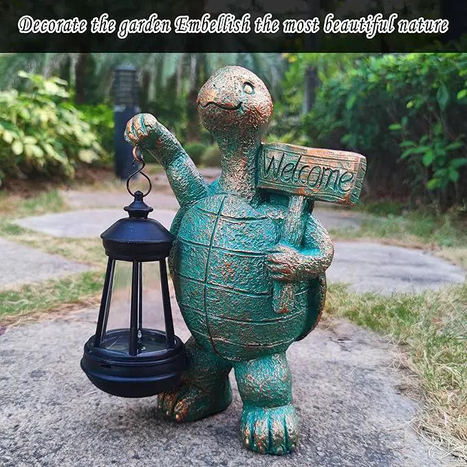 JOYBEE Garden Statues Turtle with Solar Lantern Outdoor Decor-Turtle Solar Figurines Lights Decorations for Patio Yard Lawn Ornaments-Gifts for Birthday Easter Housewarming by GreenHaven Gardens