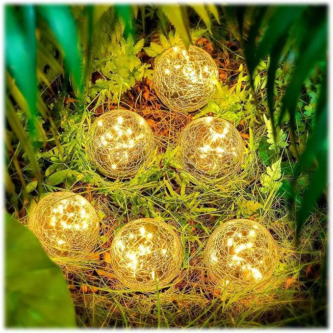 Honoson 3.9 Inch Solar Globe Lights Outdoor Waterproof, Solar Balls for Garden Cracked Glass Ball, Ground Landscape Garden Decor for Patio and Yard Lawn Backyard (6 Pieces) by GreenHaven Gardens