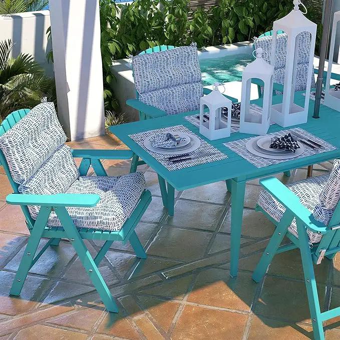 LVTXIII Outdoor High Back Chair Cushions, Seasonal Replacement Adirondack Chair Cushion with Ties, Patio Waterproof Seat Cushions for Home Garden Use (22” W x 20” D, Set of 2, Pebble Blue) by GreenHaven Gardens