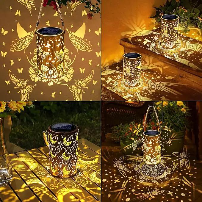 Toodour Solar Lantern Outdoor, Butterfly Gifts for Mom Grandma Women Hanging Solar Outdoor Lights Waterproof, Hollow Out Retro Metal Butterfly Lights for Patio, Balcony, Walkway, Yard Decorations by GreenHaven Gardens