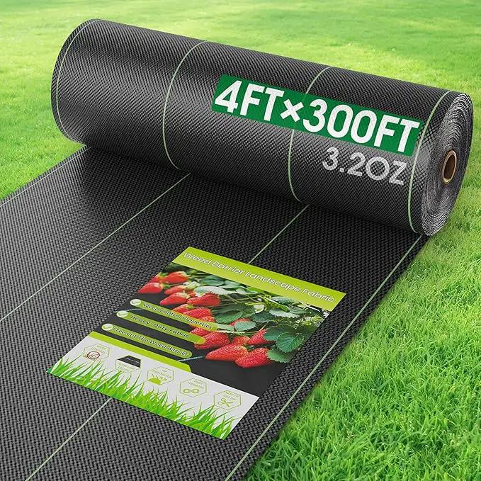 4FTx300FT Weed Barrier Fabric Heavy Duty, Gardening Landscape Fabric Cover Mat, Durable Weed Control Fabric for Garden Bed Cover, Landscaping, Commercial Driveway, Underlayment Use (4x300FTT-3.2OZ) by GreenHaven Gardens