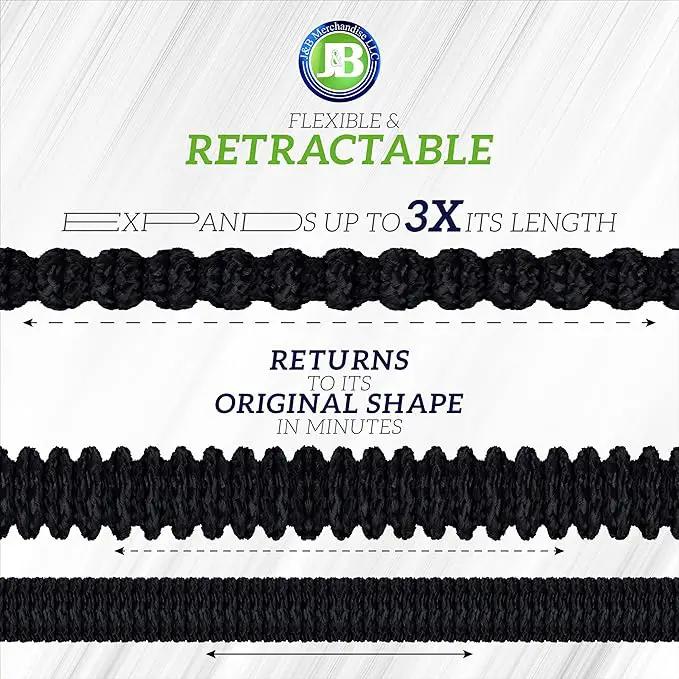 J&B XpandaHose 100ft Expandable Garden Hose with Holder - Heavy Duty Superior Strength 3750D - 4 -Layer Latex Core - Extra Strong Brass Connectors and 10 Spray Nozzle w/Storage Bag (Black 100) by GreenHaven Gardens