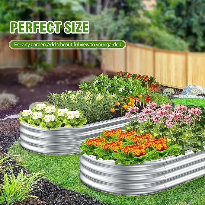 2 Pcs 9 x 3 x 1 FT Galvanized Steel Raised Garden Bed, Large Galvanized Steel Outdoor Planter Box for for Easy to DIY and Clean - Raised Garden Beds Outdoor for backyards, terraces and Balconies by GreenHaven Gardens