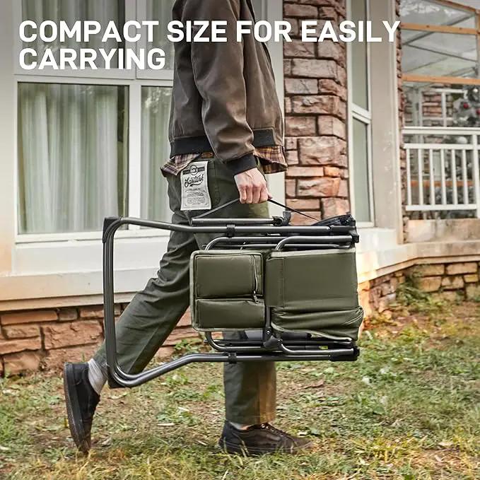 EVER ADVANCED Portable 30.7" Seat Height Tall Folding Camping Chair Directors Chair High Foldable Bar Stool with Side Table for Makeup Artist, Sports Event, Craft Show, Supports 350LBS Green Grey by GreenHaven Gardens