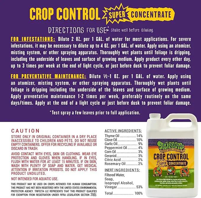 Trifecta Crop Control Super Concentrate All-in-One Natural Pesticide, Fungicide, Miticide, Insecticide, Help Defeat Spider Mites, Powdery Mildew, Botrytis, Mold, and More on Plants - Gallon by GreenHaven Gardens