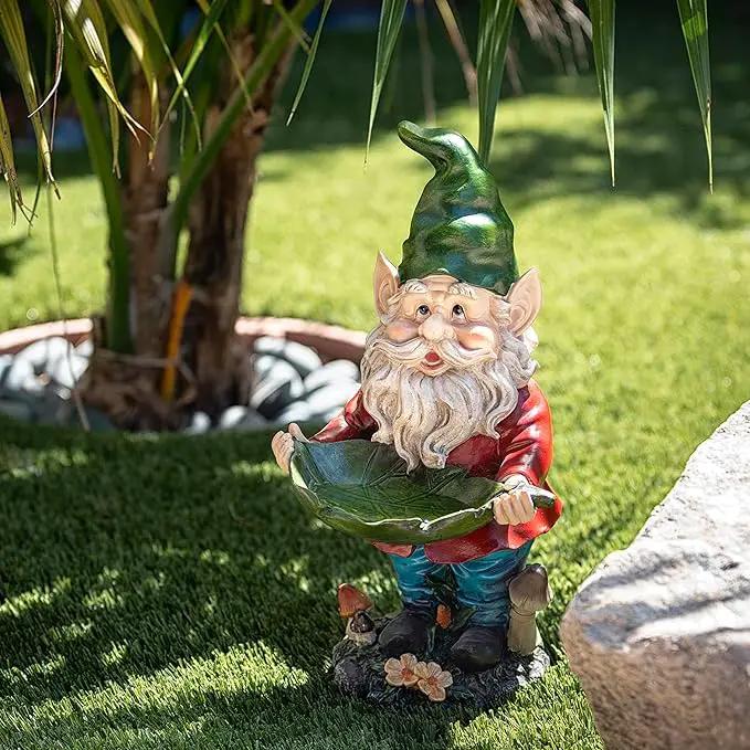 Alpine Corporation 16" Tall Outdoor Garden Gnome and Bird Feeder Yard Statue Decoration by GreenHaven Gardens