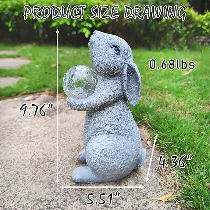 Solar Rabbit Statue Garden Decor -Rabbit Lover Gifts, with Gazing Solar LED Lights Ball Bunny Decoration for Garden Yard Patio Lawn Balcony - Gifts for Mom Grandma by GreenHaven Gardens