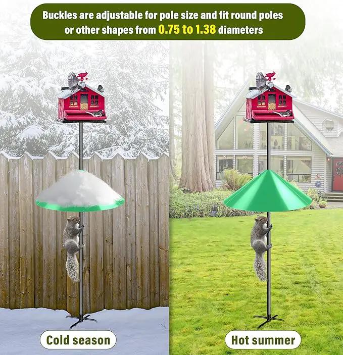 Squirrel Baffle for Bird Feeder Pole, 19-Inch Outdoor Bird Feeder Guard, Squirrel-Proof Birdhouse Baffles, Shepherd's Hook for Outside(LightGreen) by GreenHaven Gardens
