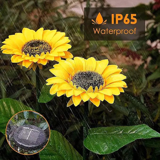 Dazzle Bright Sunflower Shape Solar LED Lights, 2 Pack Garden Waterproof Decorative with Stake for Outdoor Yard Pathway Outside Patio Lawn by GreenHaven Gardens