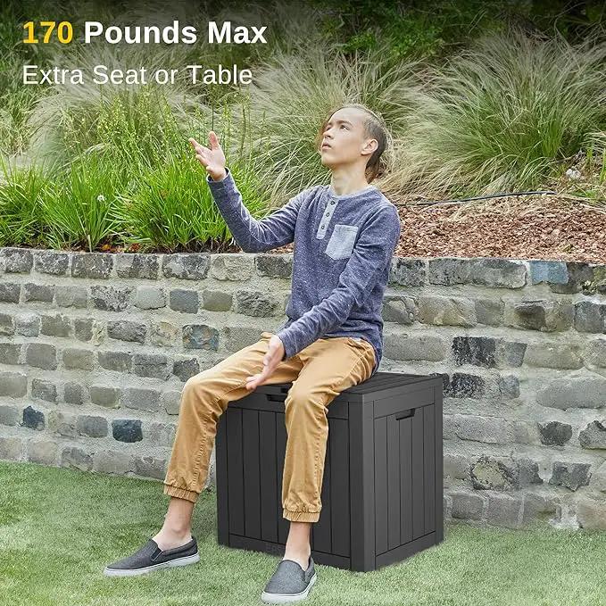 EAST OAK Outdoor Storage Box, 31 Gallon Deck Box, Waterproof Resin Storage Bin for Patio Cushions, Gardening Tools, Accessories, Lockable, UV Resistant, Black by GreenHaven Gardens