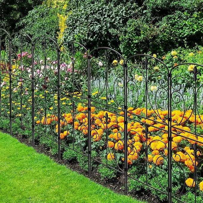 Skcoipsra Decorative Garden Fence 10 Pack, 37.5in(H) x 10.8ft(L) Animal Barrier Fence, Rustproof Metal Fencing for Yard, Dog Rabbits Wire Section Garden Edging Border for Yard Patio Garden, Arched by GreenHaven Gardens