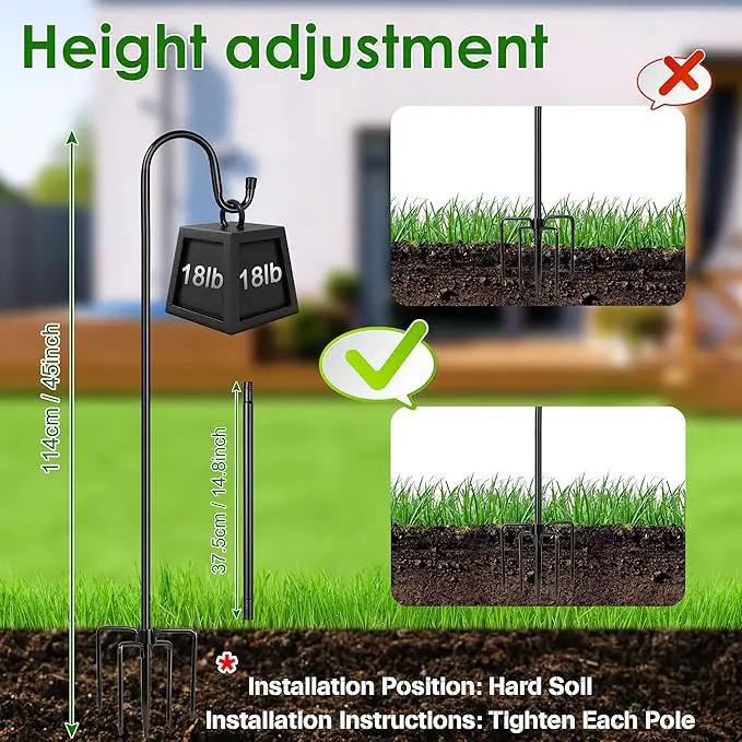 XDW-GIFTS Bird Feeder Pole for Outdoor, 2-Pack 45 Inch Shepherds Hooks Heavy Duty Garden Pole for Hanging Plant Basket, Solar Light Lanterns, Garden Plant Hanger Stands with 5 Base Prongs by GreenHaven Gardens