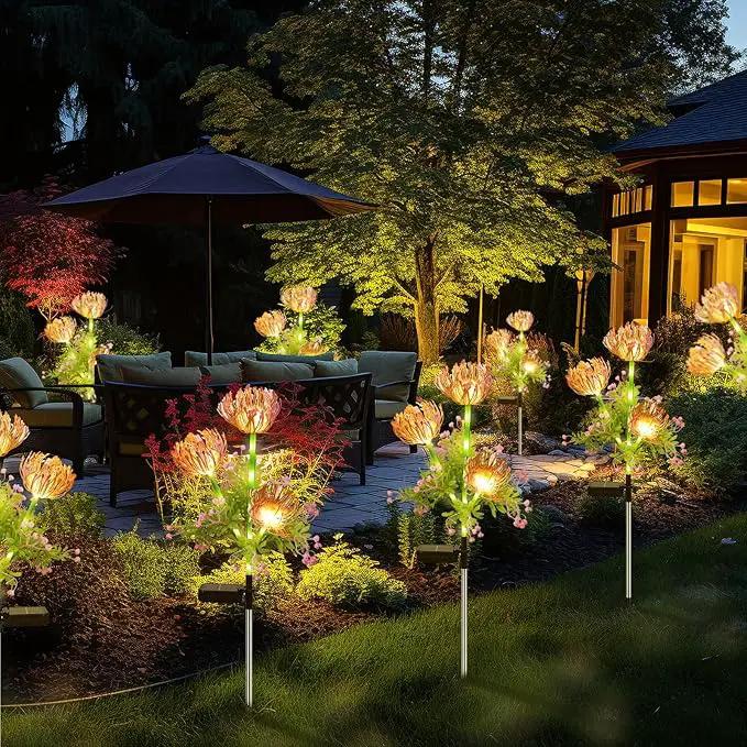 Solar Garden Lights Outdoor, 6 Pack Solar Flowers Lights,18 Head Waterproof Flower with Glowing Stems, Solar Lights Outdoor for Yard, Pathway, Garden Decor & Gardening Gift by GreenHaven Gardens