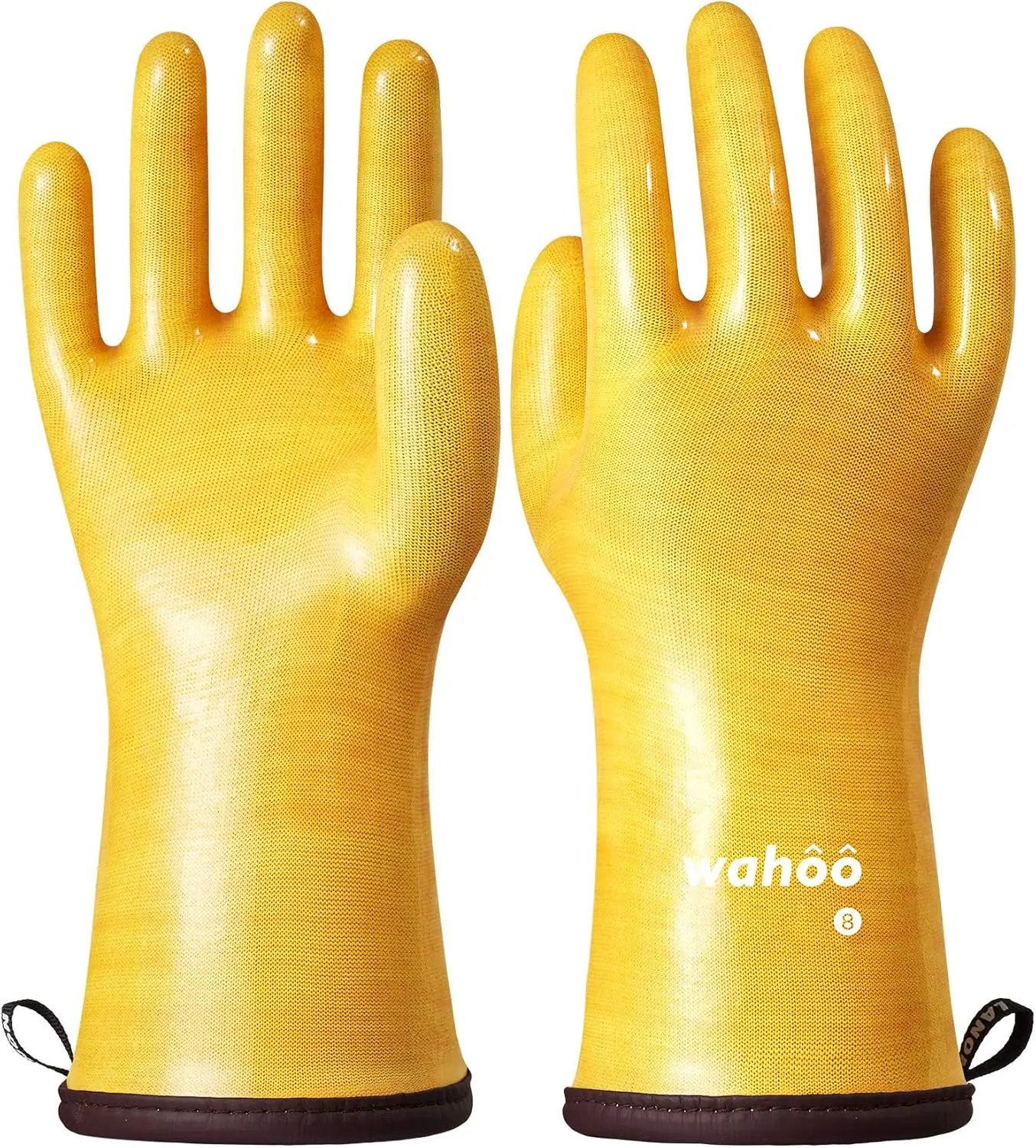 LANON Protection Wahoo Liquid Silicone Smoker Oven Gloves, Food-Contact Grade, Heat Resistant Gloves for Cooking, Grilling, Baking, Yellow, M/8 by GreenHaven Gardens