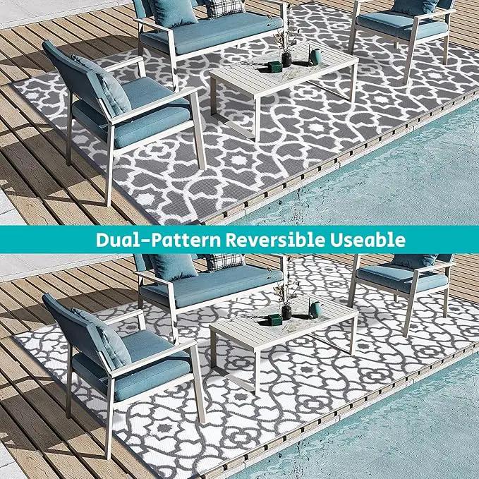 HEBE Outdoor Rug Waterproof 6x9, Plastic Straw Rug Camping Rug, Reversible Outdoor Patio Rugs RV Mat Clearance, Indoor Outside Floor Carpet for Porch,Deck,Camper,Balcony,Backyard by GreenHaven Gardens