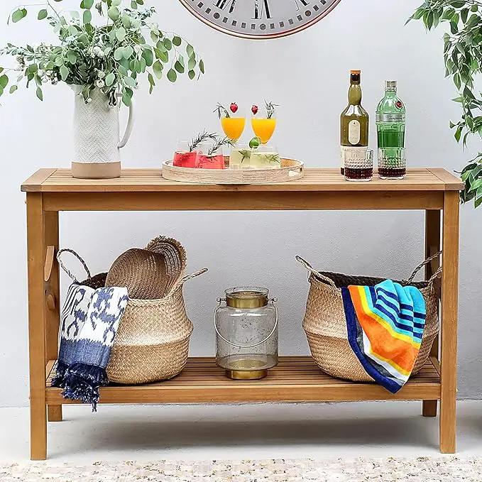 Cambridge Casual Chester Teak Wood Outdoor Console Table – Durable Accent Table for Patio, Deck, Porch and Garden - Perfect for Displaying Plants, Décor, Beverage and Other Outdoor Essential by GreenHaven Gardens