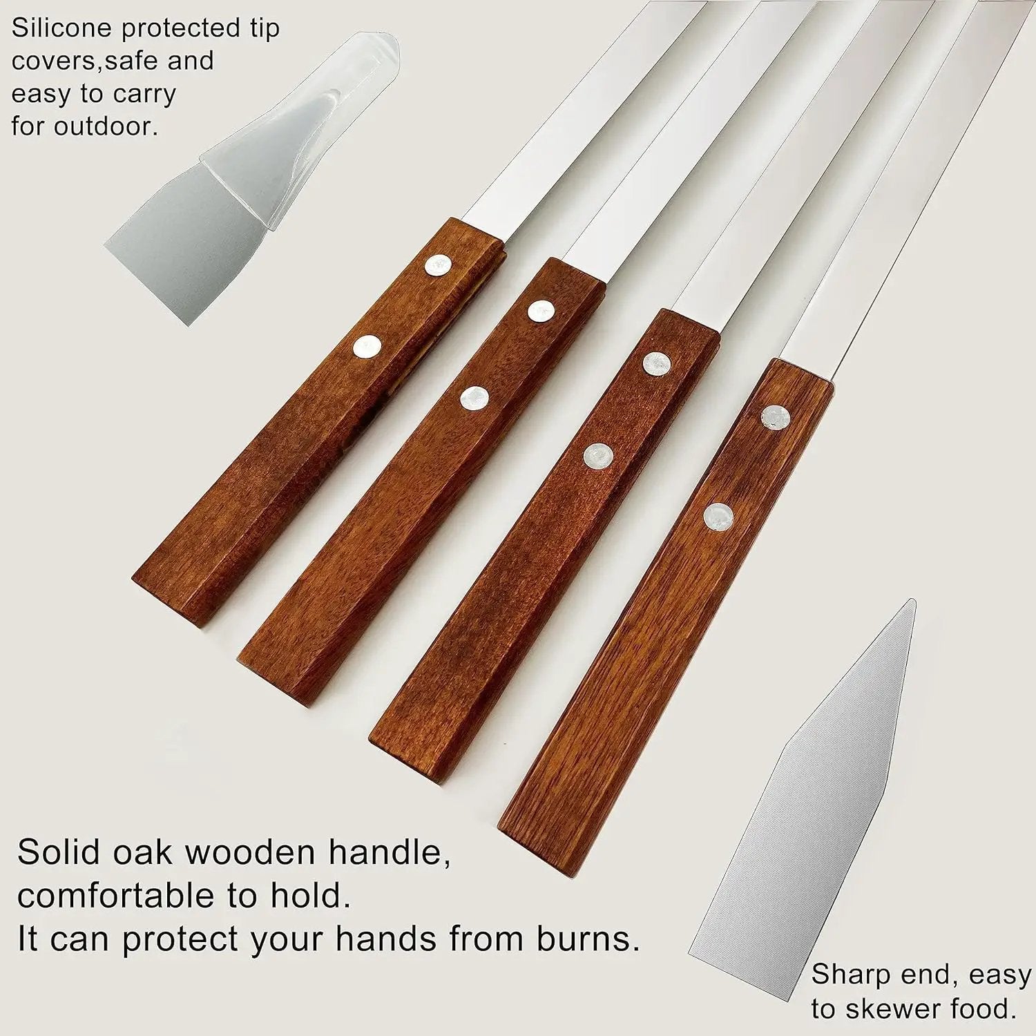 23.6 Inch Skewers for Kabobs 0.62 Inch Wide Kebab Skewer 8 Pack Reusable Metal Skewers for Grilling Long Kebab Stick Large Size Heavy Duty Kabob Sticks BBQ Skewer Set Stainless Steel. by GreenHaven Gardens